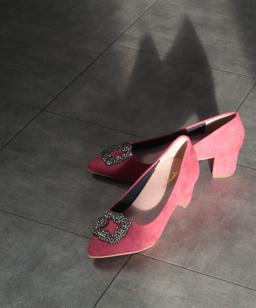 SESTO（セスト）の「【JAPANクオリティ】4.5cmヒールビジューモチーフポインテッドトゥパンプス（パンプス・レディース・ゴールド/ネイビー/ベージュ/ピンク/ブラック/ホワイト/ドット/グレー/グリーン/ラベンダー/ブルー系その他/ダークグレー/テラコッタ/モカ/パープル/チェック・23.5cm/22.5cm/22.0cm/25.5cm/24.5cm/24.0cm/23.0cm）」の13枚目の写真