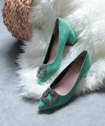 SESTO | 【JAPANクオリティ】日本女性の足に合う日本製木型を使った4.5cmヒールビジューモチーフポインテッドトゥパンプス / グレンチェック(パンプス)