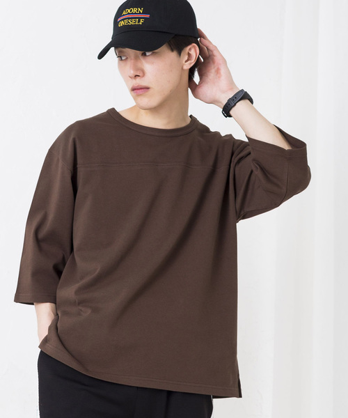 WEGO(ウィゴー)の「WEGO/ドロップショルダーフットボール7分袖Tシャツ(Tシャツ/カットソー・メンズ・ブルー系その他/ホワイト/ホワイト系その他/ブラック/ブラウン/ロイヤルブルー/レッド・LARGE/MEDIUM/SMALL)」の1枚目の写真