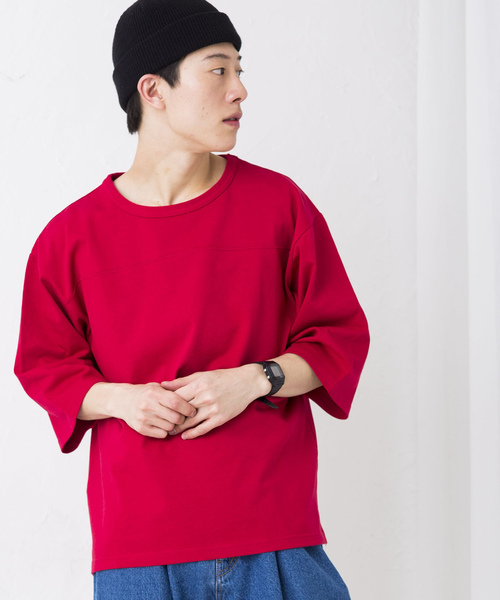 WEGO(ウィゴー)の「WEGO/ドロップショルダーフットボール7分袖Tシャツ(Tシャツ/カットソー・メンズ・ブルー系その他/ホワイト/ホワイト系その他/ブラック/ブラウン/ロイヤルブルー/レッド・LARGE/MEDIUM/SMALL)」の2枚目の写真