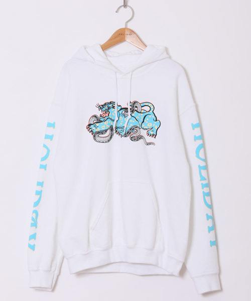 HOLIDAY(ホリデイ)の「LEOPARD TIGER HOODIE レオパードタイガーフーディ(パーカー・レディース・ホワイト/グレー・ONE SIZE)」の1枚目の写真