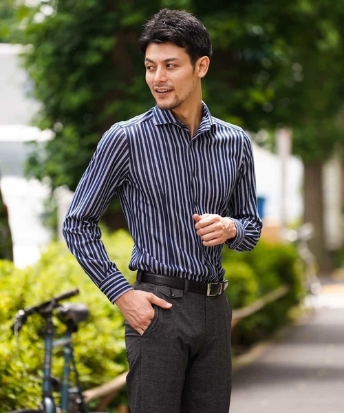 MICHEL KLEIN HOMME (ミッシェルクランオム)の「シャツ(ラッセルCKストライプ)(シャツ/ブラウス・メンズ・ホワイト/ネイビー/ワインレッド/グリーン・SMALL/MEDIUM/LARGE/X-SMALL/X-LARGE/XX-LARGE/44/48/46)」の5枚目の写真