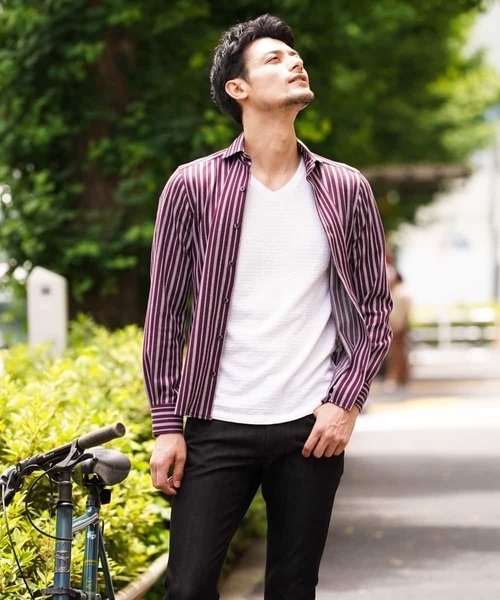 MICHEL KLEIN HOMME (ミッシェルクランオム)の「シャツ(ラッセルCKストライプ)(シャツ/ブラウス・メンズ・ホワイト/ネイビー/ワインレッド/グリーン・SMALL/MEDIUM/LARGE/X-SMALL/X-LARGE/XX-LARGE/44/48/46)」の11枚目の写真