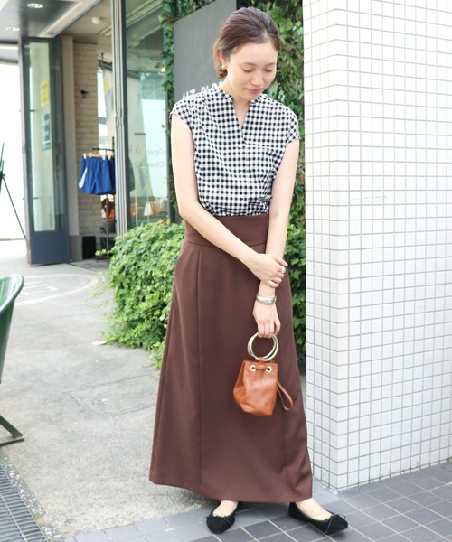 SLOBE IENA（スローブイエナ）の「ギンガムフレンチスリーブブラウス◆（シャツ/ブラウス・レディース・ブラック/ブルー系その他・FREE）」の6枚目の写真