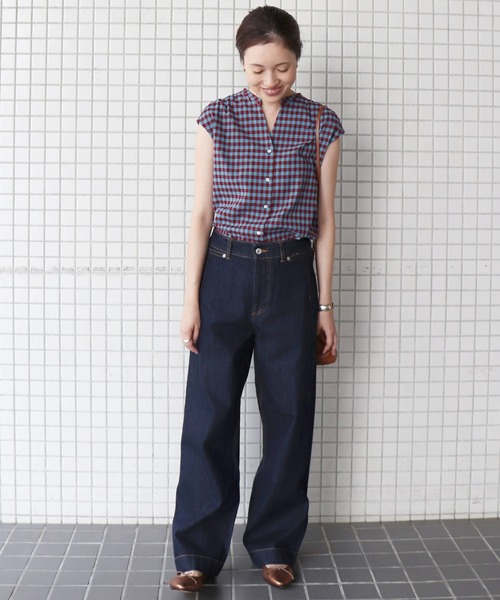 IENA - 【美品】IENA  SLOBE ミモザ柄フレンチスリーブブラウス 美品】SLOBE IENA ミモザ柄襟付きブラウス フレンチスリーブ