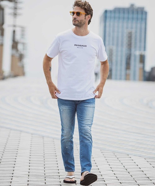 1PIU1UGUALE3 RELAX (ウノピゥウノウグァーレトレ リラックス)の「1PIU1UGUALE3 RELAX(ウノピゥウノウグァーレトレ)フロントロゴプリント 半袖Tシャツ(Tシャツ/カットソー・メンズ・ホワイト/チャコールグレー/ライトブルー/ブラック/ダークグリーン/ブルー/パープル/ピンク/ネイビー・SMALL/MEDIUM/LARGE/X-LARGE/XX-LARGE/XXX-LARGE)」の16枚目の写真