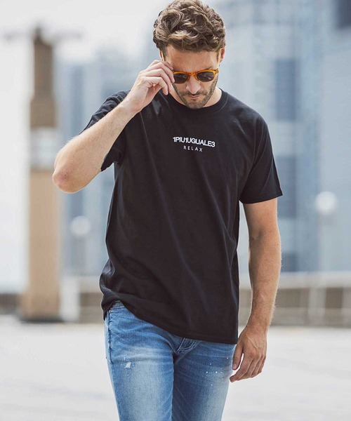 1PIU1UGUALE3 RELAX (ウノピゥウノウグァーレトレ リラックス)の「1PIU1UGUALE3 RELAX(ウノピゥウノウグァーレトレ)フロントロゴプリント 半袖Tシャツ(Tシャツ/カットソー・メンズ・ホワイト/チャコールグレー/ライトブルー/ブラック/ダークグリーン/ブルー/パープル/ピンク/ネイビー・SMALL/MEDIUM/LARGE/X-LARGE/XX-LARGE/XXX-LARGE)」の21枚目の写真