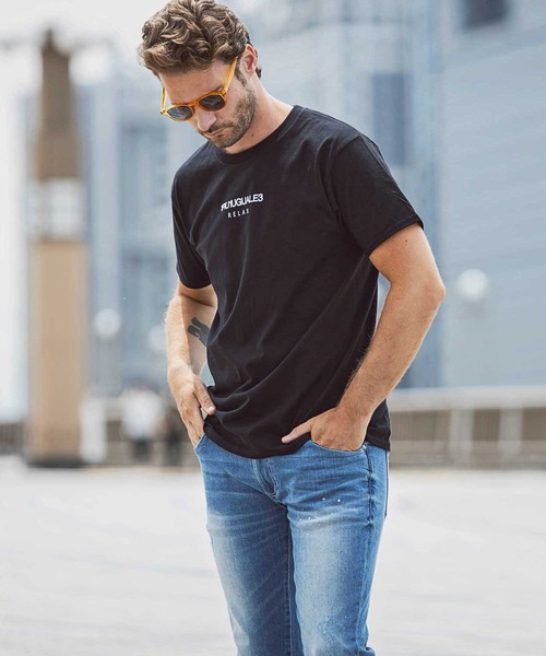 1PIU1UGUALE3 RELAX (ウノピゥウノウグァーレトレ リラックス)の「1PIU1UGUALE3 RELAX(ウノピゥウノウグァーレトレ)フロントロゴプリント 半袖Tシャツ(Tシャツ/カットソー・メンズ・ホワイト/チャコールグレー/ライトブルー/ブラック/ダークグリーン/ブルー/パープル/ピンク/ネイビー・SMALL/MEDIUM/LARGE/X-LARGE/XX-LARGE/XXX-LARGE)」の22枚目の写真