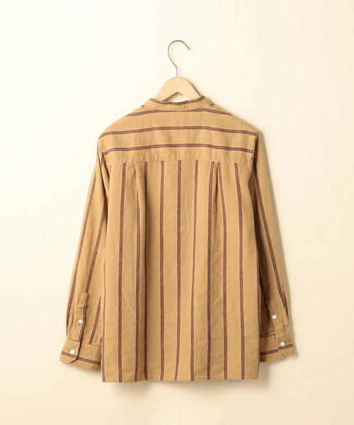 coen（コーエン）の「ウィンターリネンストライプシャツ（シャツ/ブラウス・レディース・ベージュ/ネイビー・SMALL/MEDIUM/LARGE）」の11枚目の写真