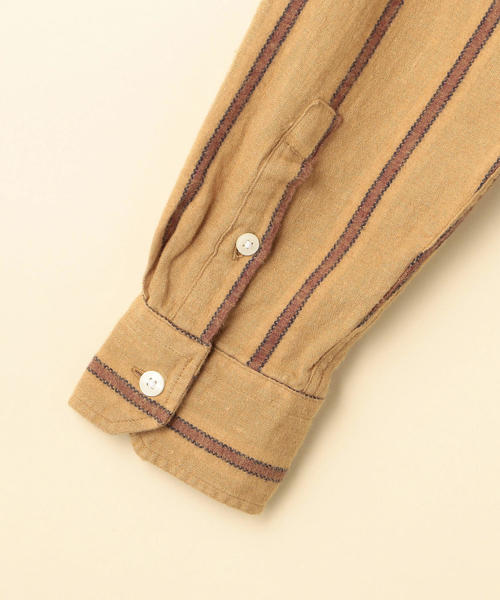 coen（コーエン）の「ウィンターリネンストライプシャツ（シャツ/ブラウス・レディース・ベージュ/ネイビー・SMALL/MEDIUM/LARGE）」の9枚目の写真