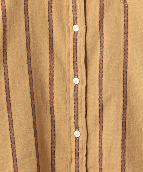 coen（コーエン）の「ウィンターリネンストライプシャツ（シャツ/ブラウス・レディース・ベージュ/ネイビー・SMALL/MEDIUM/LARGE）」の7枚目の写真