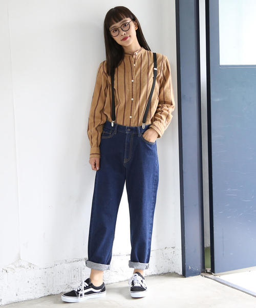 coen（コーエン）の「ウィンターリネンストライプシャツ（シャツ/ブラウス・レディース・ベージュ/ネイビー・SMALL/MEDIUM/LARGE）」の4枚目の写真