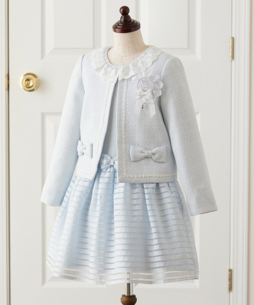 Catherine Cottage（キャサリンコテージ）の「レース襟オーガンジーボーダーアンサンブル（セットアップ・キッズ・ブルー/ピンク・120/130/110）」の9枚目の写真