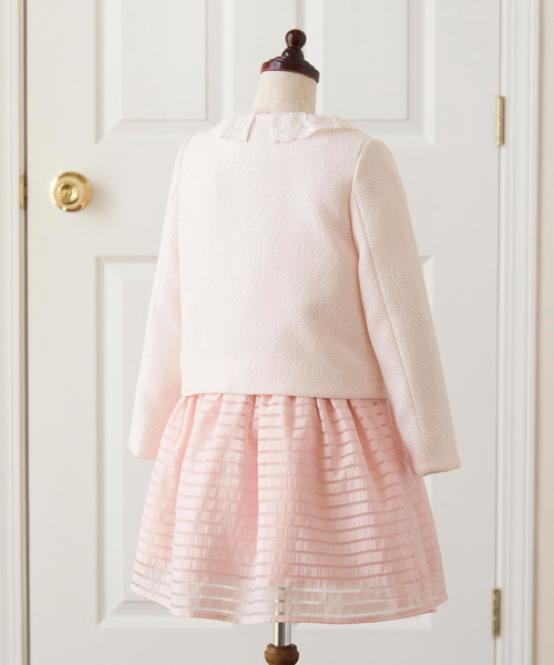 Catherine Cottage（キャサリンコテージ）の「レース襟オーガンジーボーダーアンサンブル（セットアップ・キッズ・ブルー/ピンク・120/130/110）」の7枚目の写真