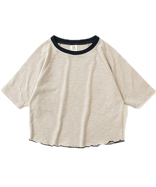 devirock（デビロック）の「ワイドショート丈スラブTシャツ（Tシャツ/カットソー・キッズ・ベージュ/ネイビー/イエロー系その他/スミクロ・110cm/100cm/120cm/130cm/140cm/150cm/160cm）」の6枚目の写真