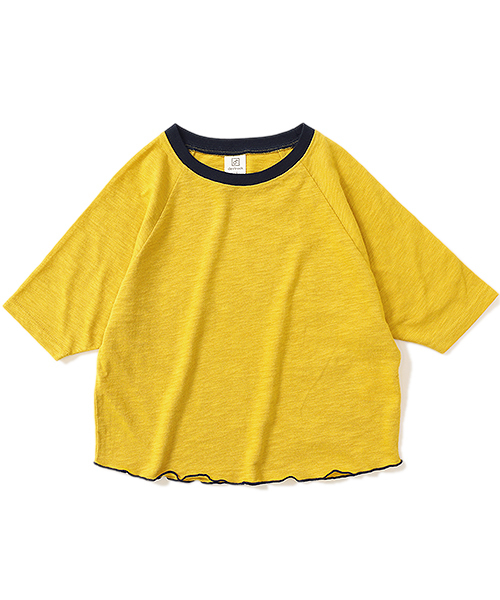 devirock（デビロック）の「ワイドショート丈スラブTシャツ（Tシャツ/カットソー・キッズ・ベージュ/ネイビー/イエロー系その他/スミクロ・110cm/100cm/120cm/130cm/140cm/150cm/160cm）」の12枚目の写真