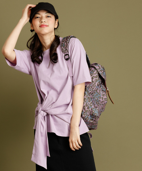 Munich（ミューニック）の「度詰め天竺カットソーサイドリボン五分袖クルーネックプルオーバー（Tシャツ/カットソー・レディース・ホワイト/ベージュ/ネイビー/ラベンダー・FREE）」の4枚目の写真