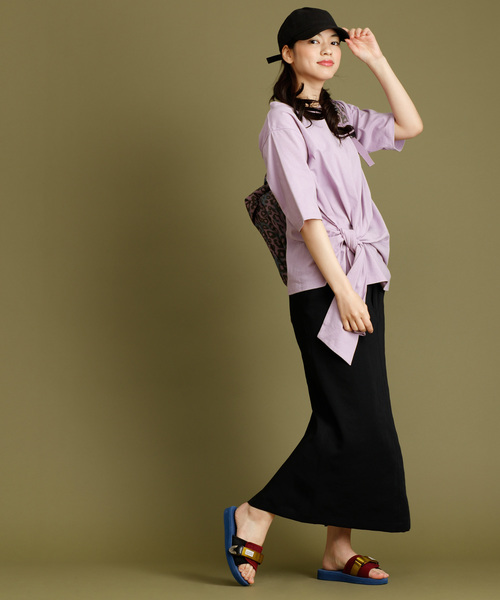 Munich（ミューニック）の「度詰め天竺カットソーサイドリボン五分袖クルーネックプルオーバー（Tシャツ/カットソー・レディース・ホワイト/ベージュ/ネイビー/ラベンダー・FREE）」の18枚目の写真