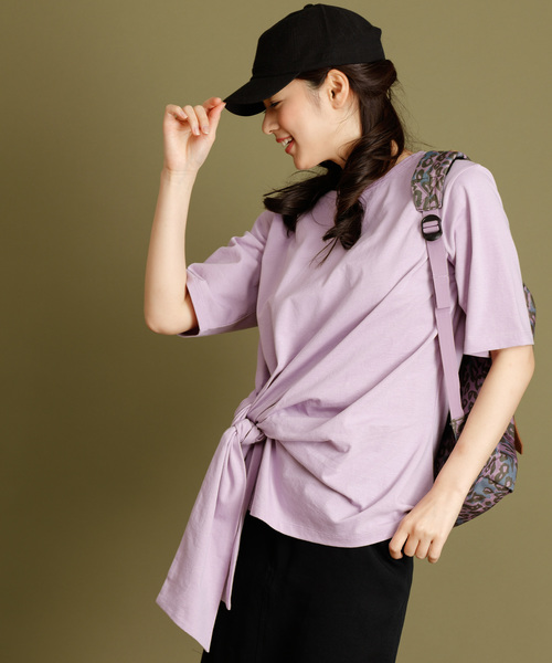 Munich（ミューニック）の「度詰め天竺カットソーサイドリボン五分袖クルーネックプルオーバー（Tシャツ/カットソー・レディース・ホワイト/ベージュ/ネイビー/ラベンダー・FREE）」の20枚目の写真