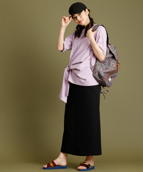 Munich（ミューニック）の「度詰め天竺カットソーサイドリボン五分袖クルーネックプルオーバー（Tシャツ/カットソー・レディース・ホワイト/ベージュ/ネイビー/ラベンダー・FREE）」の21枚目の写真