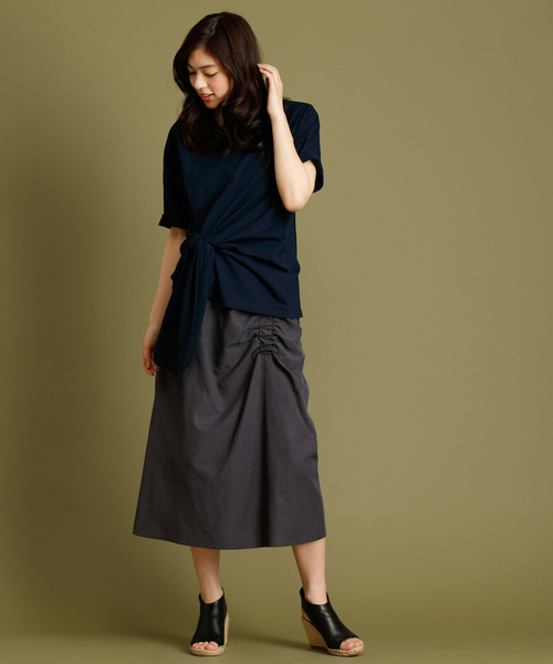 Munich（ミューニック）の「度詰め天竺カットソーサイドリボン五分袖クルーネックプルオーバー（Tシャツ/カットソー・レディース・ホワイト/ベージュ/ネイビー/ラベンダー・FREE）」の22枚目の写真