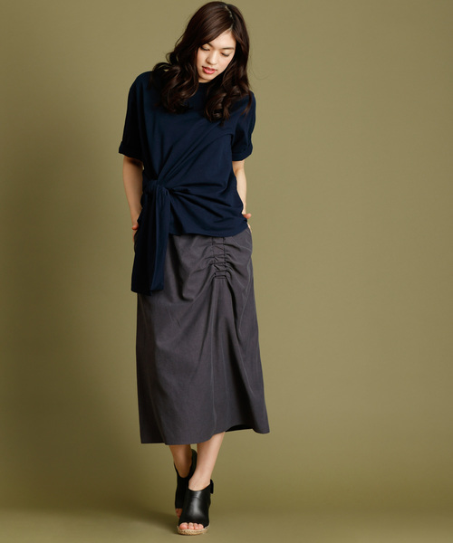 Munich（ミューニック）の「度詰め天竺カットソーサイドリボン五分袖クルーネックプルオーバー（Tシャツ/カットソー・レディース・ホワイト/ベージュ/ネイビー/ラベンダー・FREE）」の12枚目の写真