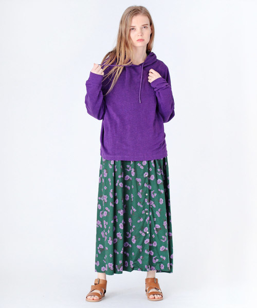 RNA-N（アールエヌエーエヌ）の「M1155 リネン天竺パーカー（パーカー・レディース・パープル/ブラウン/オフホワイト・MEDIUM）」の4枚目の写真