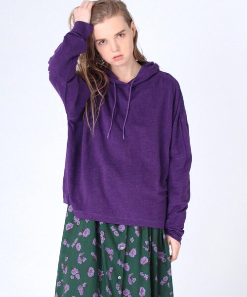 RNA-N（アールエヌエーエヌ）の「M1155 リネン天竺パーカー（パーカー・レディース・パープル/ブラウン/オフホワイト・MEDIUM）」の12枚目の写真