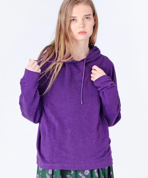 RNA-N（アールエヌエーエヌ）の「M1155 リネン天竺パーカー（パーカー・レディース・パープル/ブラウン/オフホワイト・MEDIUM）」の18枚目の写真