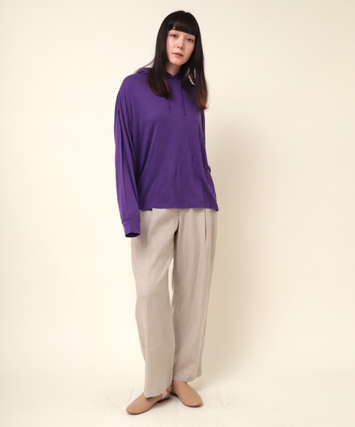 RNA-N（アールエヌエーエヌ）の「M1155 リネン天竺パーカー（パーカー・レディース・パープル/ブラウン/オフホワイト・MEDIUM）」の16枚目の写真
