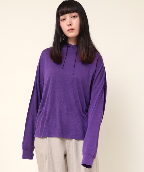 RNA-N（アールエヌエーエヌ）の「M1155 リネン天竺パーカー（パーカー・レディース・パープル/ブラウン/オフホワイト・MEDIUM）」の13枚目の写真