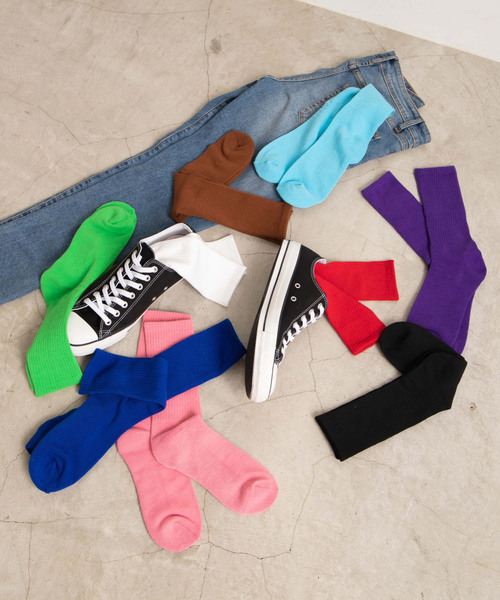 WEGO(ウィゴー)の「WEGO/プレーンリブソックス(ソックス/靴下・メンズ・イエロー/オレンジ/ホワイト/ブラック/グリーン/ブルー/ライトピンク/パープル/レッド/ブラウン/サックスブルー・FREE)」の16枚目の写真