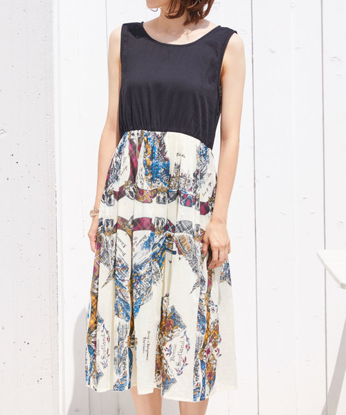 Chaco closet(チャコ クローゼット)の「スカーフ柄 インド綿 コットンボイルワンピース(ワンピース・レディース・ホワイト/ブラック・M)」の8枚目の写真
