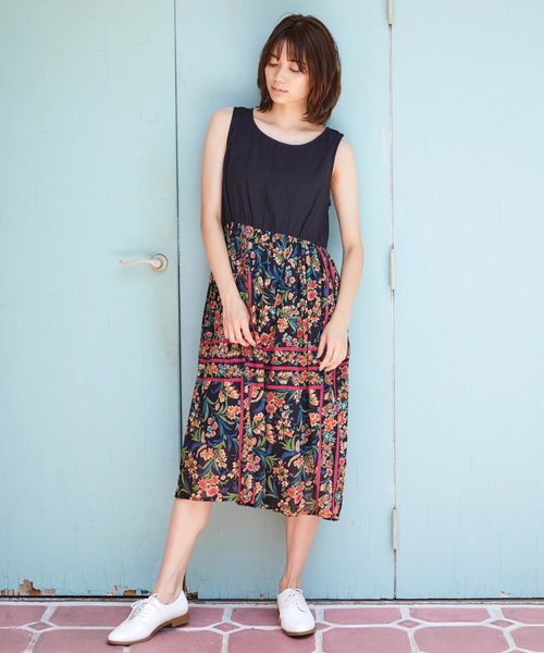 Chaco closet(チャコ クローゼット)の「スカーフ柄 インド綿 コットンボイルワンピース(ワンピース・レディース・ホワイト/ブラック・M)」の14枚目の写真