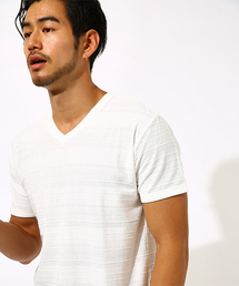 TACK JACQUARD BORDER T-SHIRT/タックジャガードボーダーＴシャツ