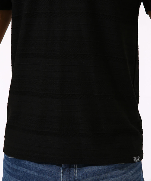 AZUL by moussy（アズールバイマウジー）の「TACK JACQUARD BORDER T-SHIRT/タックジャガードボーダーＴシャツ（Tシャツ/カットソー・メンズ・ホワイト/ブラック/ホワイト系その他・LARGE/SMALL/MEDIUM/X-LARGE）」の11枚目の写真