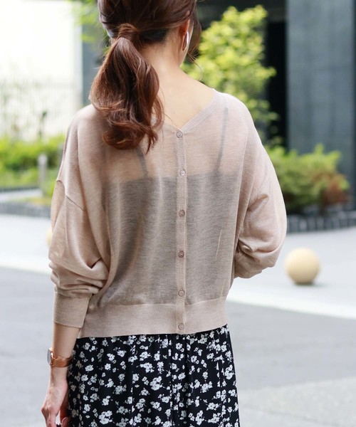 HER CLOSET（ハークローゼット）の「【HERCLOSET】前後2wayシースルーカーディガン（カーディガン/ボレロ・レディース・ブラック/ベージュ/モカ/オートミール・M）」の4枚目の写真