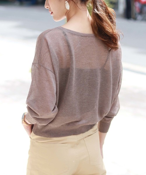 HER CLOSET（ハークローゼット）の「【HERCLOSET】前後2wayシースルーカーディガン（カーディガン/ボレロ・レディース・ブラック/ベージュ/モカ/オートミール・M）」の3枚目の写真