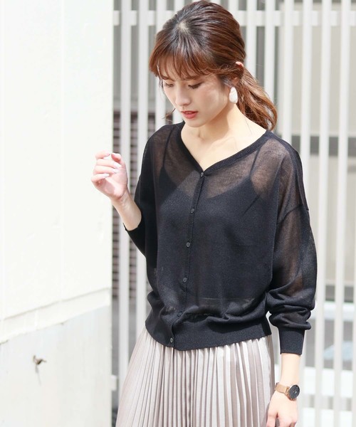 HER CLOSET（ハークローゼット）の「【HERCLOSET】前後2wayシースルーカーディガン（カーディガン/ボレロ・レディース・ブラック/ベージュ/モカ/オートミール・M）」の11枚目の写真