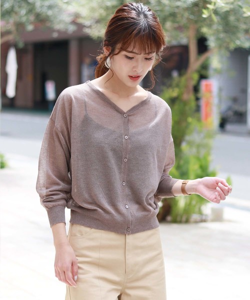 HER CLOSET（ハークローゼット）の「【HERCLOSET】前後2wayシースルーカーディガン（カーディガン/ボレロ・レディース・ブラック/ベージュ/モカ/オートミール・M）」の13枚目の写真