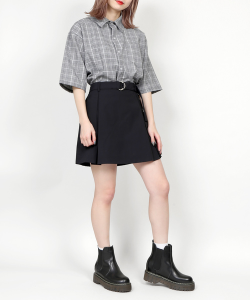 DING（ディング）の「DING/ボックスプリーツスカート（スカート・レディース・ブラック/ベージュ・FREE）」の7枚目の写真