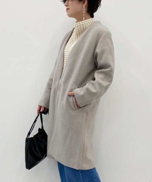 Ambre Neige(アンブルネージュ)の「ノーカラーコート【WEB/EC限定商品】(ノーカラーコート・レディース・ライトグレー/ブラック/アイボリー・SMALL/MEDIUM)」の3枚目の写真