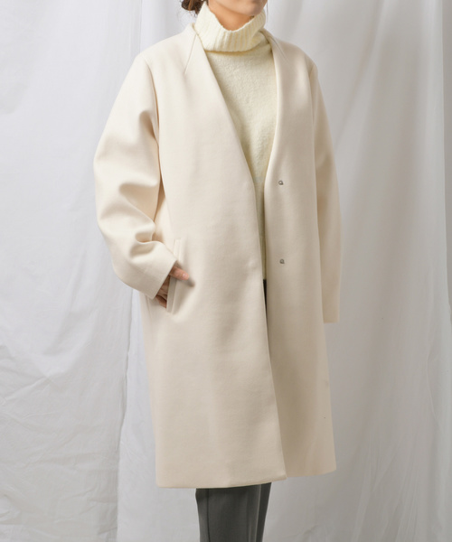 Ambre Neige(アンブルネージュ)の「ノーカラーコート【WEB/EC限定商品】(ノーカラーコート・レディース・ライトグレー/ブラック/アイボリー・SMALL/MEDIUM)」の4枚目の写真