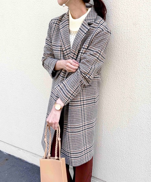 Doux archives（ドゥアルシーヴ）の「チェックチェスターコート（チェスターコート・レディース・グレー/キャメル・MEDIUM）」の2枚目の写真