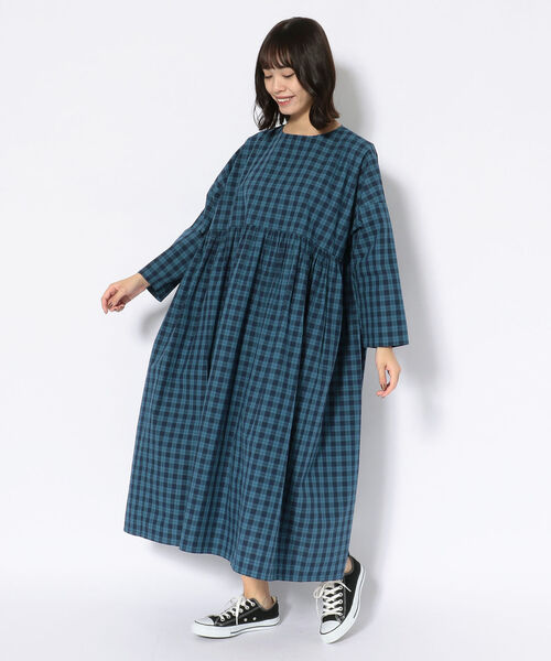 セール Bohemians ボヘミアンズ Indigo Check Big Smock Onepiece ワンピース ワンピース Bohemians ボヘミアンズ のファッション通販 Zozotown