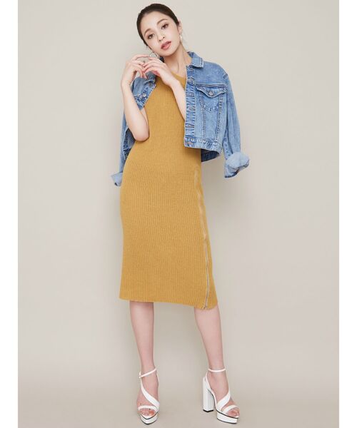 RESEXXY(リゼクシー)の「ワンショルサイドジップニットワンピース(ワンピース・レディース・ブラック/ベージュ/イエロー・FREE)」の14枚目の写真