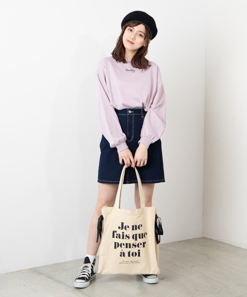 WEGO（ウィゴー）の「WEGO/サイドリボンキャンバストートバッグ（トートバッグ・レディース・ブラック/その他1/その他2・FREE）」の6枚目の写真