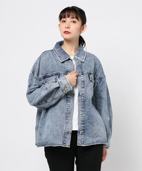 VENCEEXCHANGE（ヴァンスエクスチェンジ）の「ルーズビックGジャン（デニムジャケット・レディース・オフホワイト/ブラック/スカイブルー・M）」の3枚目の写真