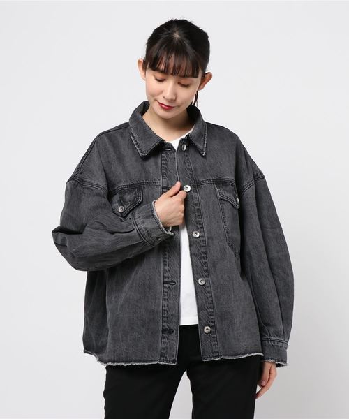 VENCEEXCHANGE（ヴァンスエクスチェンジ）の「ルーズビックGジャン（デニムジャケット・レディース・オフホワイト/ブラック/スカイブルー・M）」の2枚目の写真