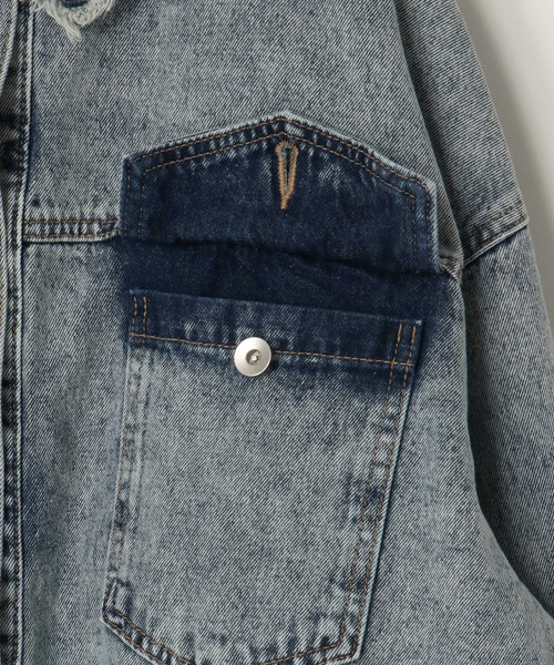 VENCEEXCHANGE（ヴァンスエクスチェンジ）の「ルーズビックGジャン（デニムジャケット・レディース・オフホワイト/ブラック/スカイブルー・M）」の10枚目の写真